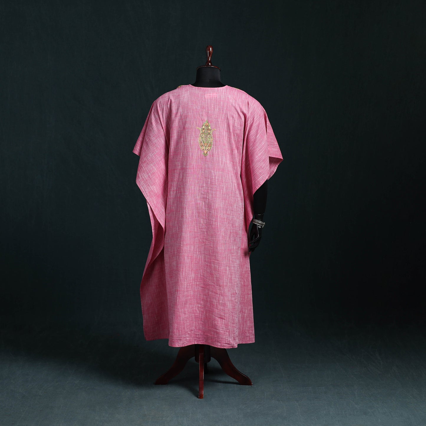 Pink - Kashmiri Aari Hand Embroidered Cotton Kaftan (Long) 43