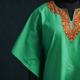 Green - Kashmiri Aari Hand Embroidered Cotton Kaftan (Long) 44