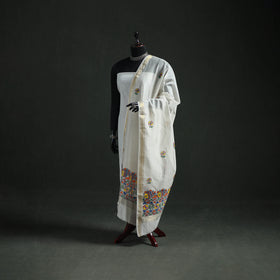 Handloom Chanderi Silk Handpainted Madhubani Dupatta with Zari Border 04