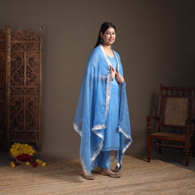 Sequin Work Plain Kota Doria Cotton Suit Set with Lace Work Dupatta for Women 04