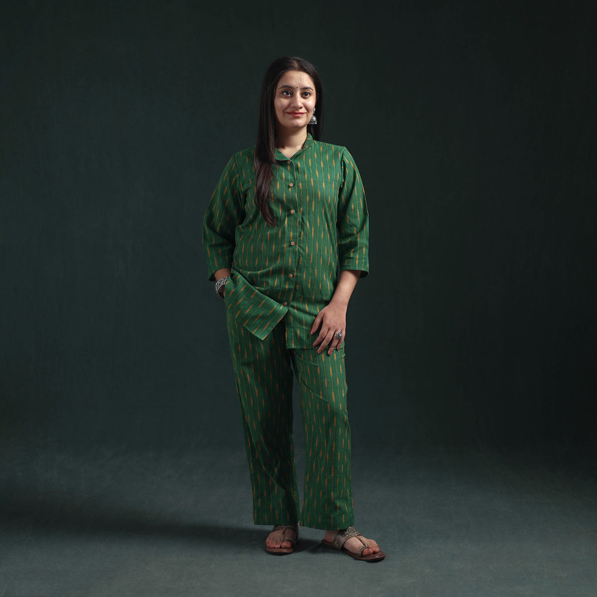 Pochampally Ikat Cotton Night Suit Set for Women 04