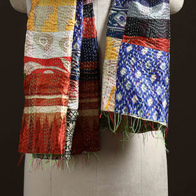 Multicolor - Patchwork Reversible Silk Bengal Hand Kantha Stitch Stole 07