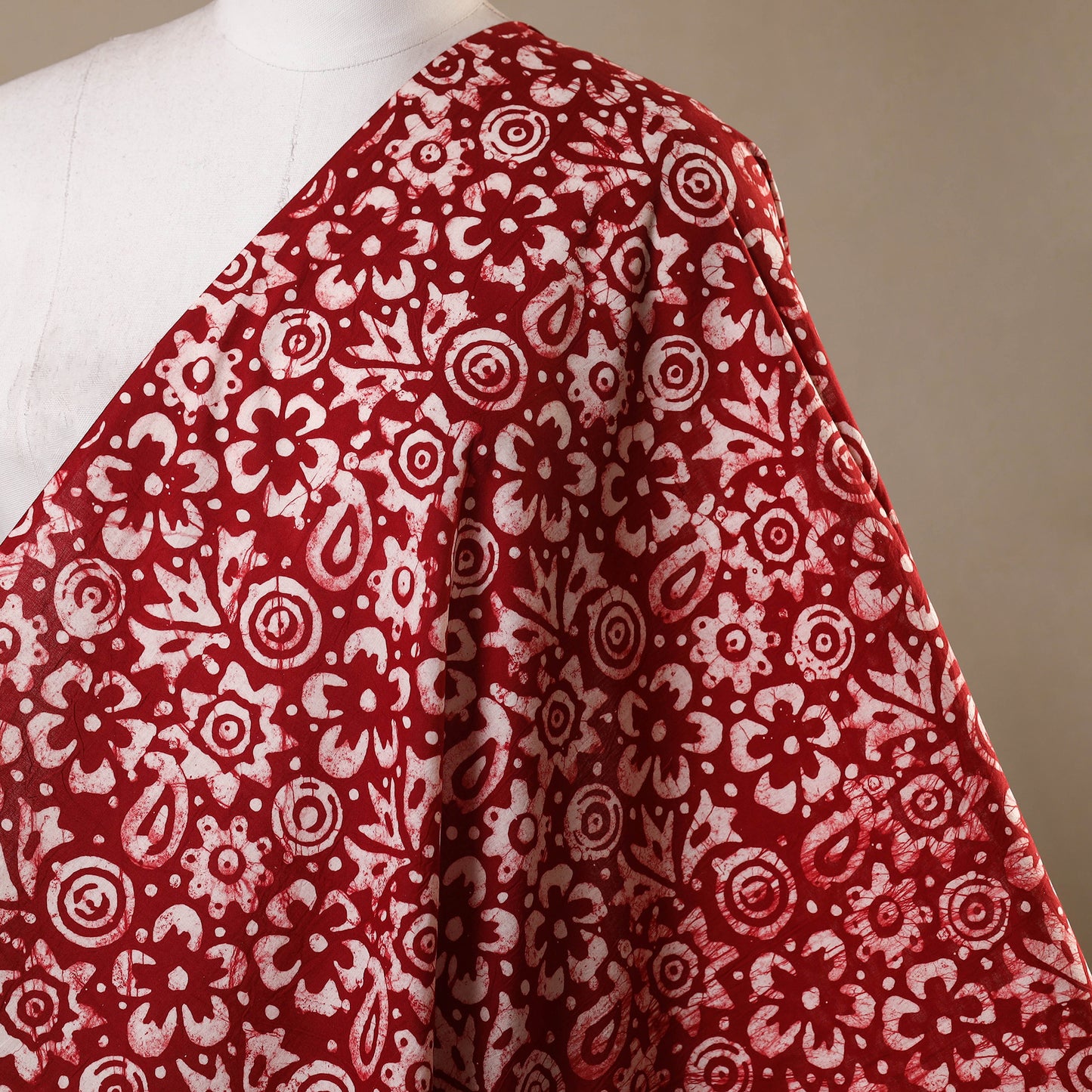 Maroon - hand batik cotton fabric 17 - handcrafted