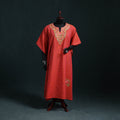 Red - Kashmiri Aari Hand Embroidered Cotton Kaftan (Long) 45
