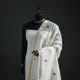 Handloom Chanderi Silk Handpainted Madhubani Dupatta with Zari Border 05