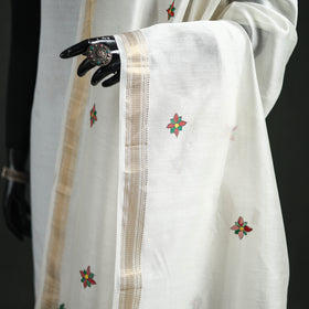 Handloom Chanderi Silk Handpainted Madhubani Dupatta with Zari Border 05