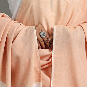 Peach - phulia bengal cotton handloom dupatta with tassels