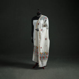Handloom Chanderi Silk Handpainted Madhubani Dupatta with Zari Border 06