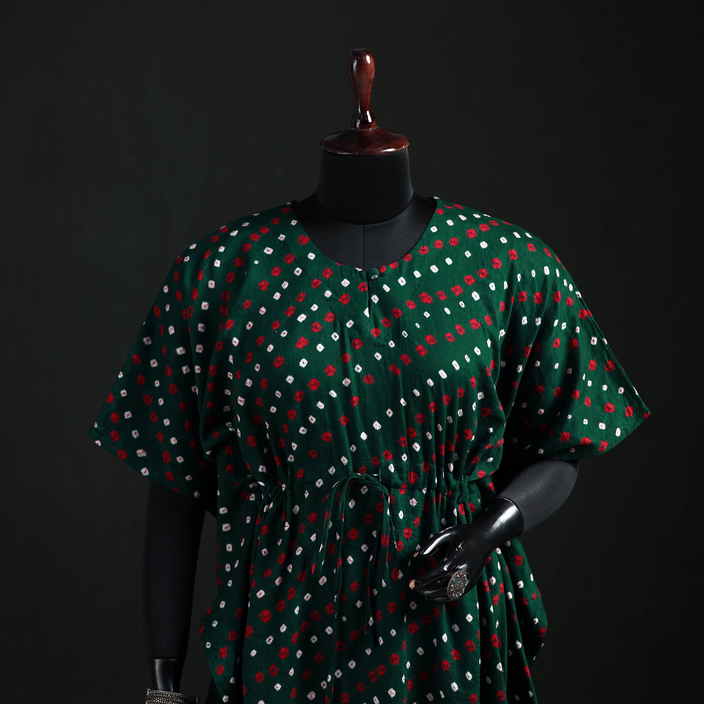 Bandhani Tie-Dye Cotton Kaftan (Medium) 34