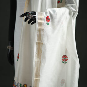 Handloom Chanderi Silk Handpainted Madhubani Dupatta with Zari Border 06