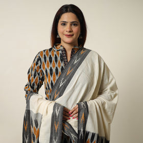 Multicolor - Pochampally Ikat Weave Cotton Kurta with Palazzo & Dupatta Set 06