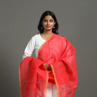 Red - Handloom Cotton Weaving Manipuri Dupatta 06