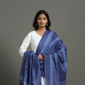 Blue - handloom cotton maniabandha ikat dupatta 08