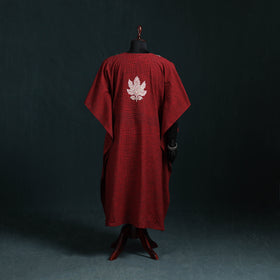 Maroon - Kashmiri Aari Hand Embroidered Cotton Kaftan (Long) 46