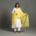 Yellow - bengal silk cotton sequin work handloom dupatta 09
