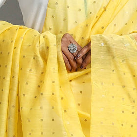 Yellow - bengal silk cotton sequin work handloom dupatta 09