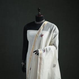 Handloom Chanderi Silk Handpainted Madhubani Dupatta with Zari Border 09