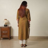 Brown - Dharwad Cotton Straight Kurta with Sanganeri Patchwork 06