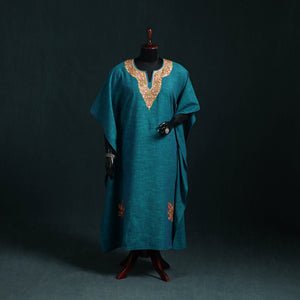 Blue - Kashmiri Aari Hand Embroidered Cotton Kaftan (Long) 47