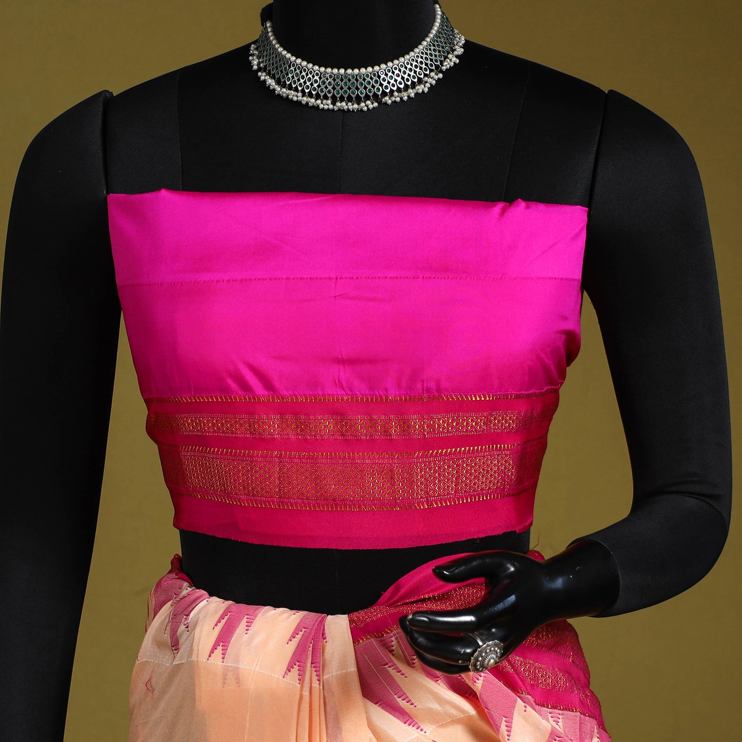 Pink - mercerized cotton thread buti ilkal saree