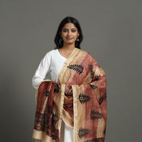 Brown - Block Print Chanderi Silk Zari Border Bagru Dupatta 10