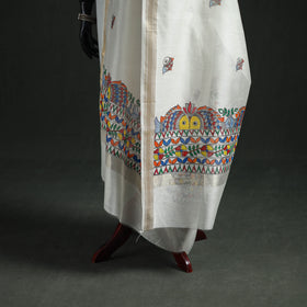 Handloom Chanderi Silk Handpainted Madhubani Dupatta with Zari Border 09
