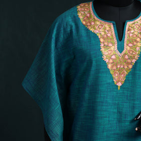 Blue - Kashmiri Aari Hand Embroidered Cotton Kaftan (Long) 47