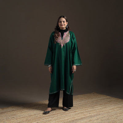 Kashmiri Sozni Hand Embroidered Handwoven Merino Wool Pheran 08