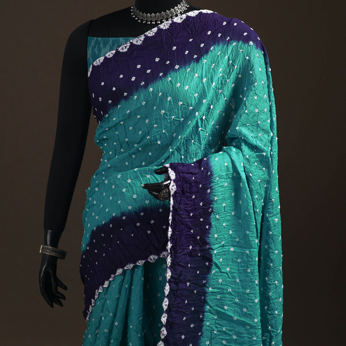 Kutch Rai Bandhani Pure Mul Cotton Saree with Blouse Piece 41