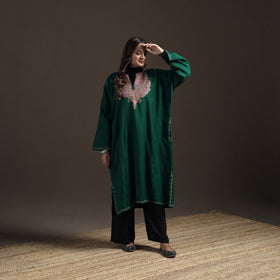 Kashmiri Sozni Hand Embroidered Handwoven Merino Wool Pheran 08
