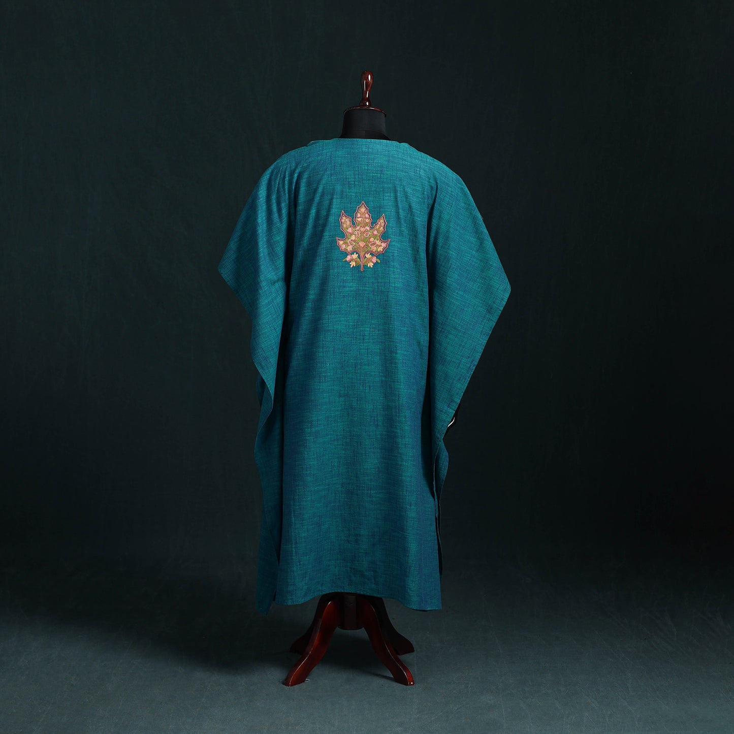 Blue - Kashmiri Aari Hand Embroidered Cotton Kaftan (Long) 47