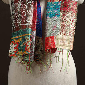 Patchwork Reversible Silk Bengal Hand Kantha Stitch Stole 33
