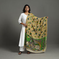 Yellow - Printed Silk Cotton Kalamkari Dupatta 13