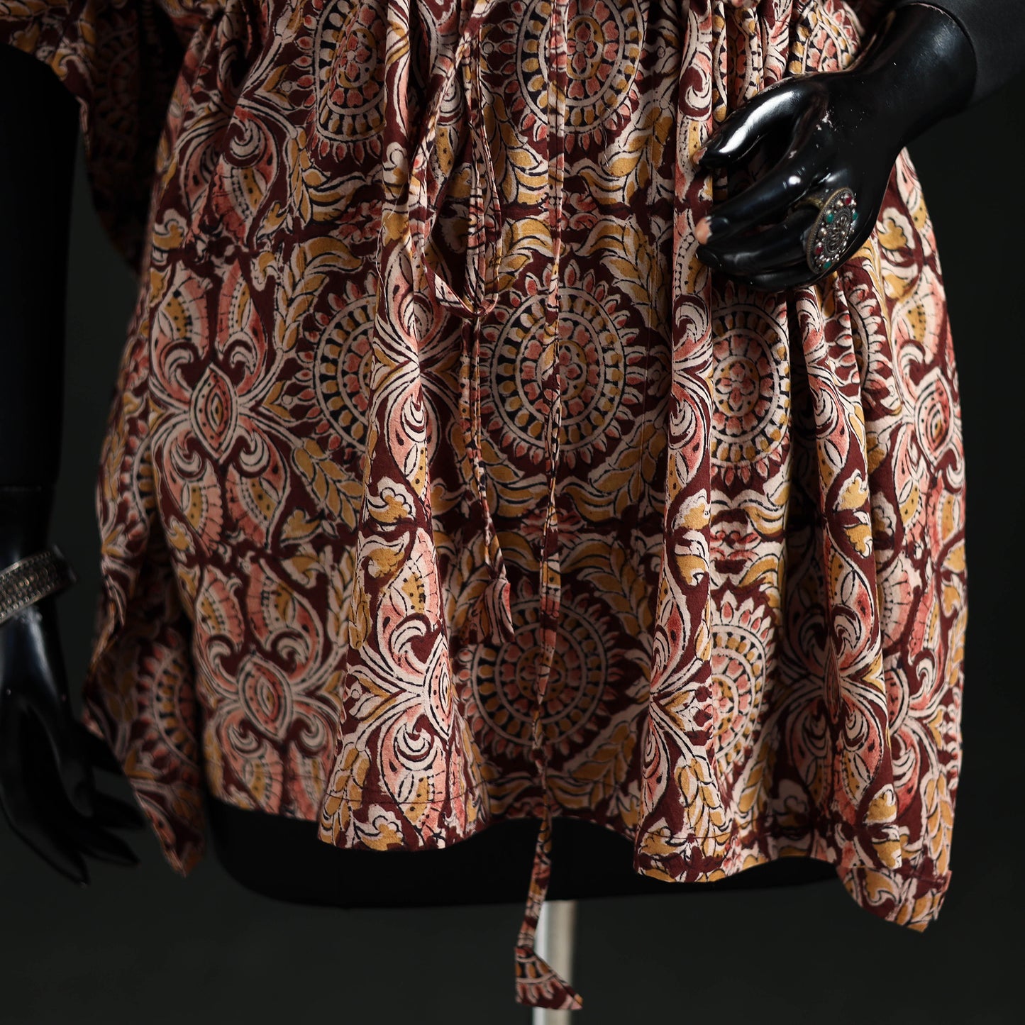 Kalamkari Hand Block Print Natural Dyed Cotton Kaftan (Short) 01