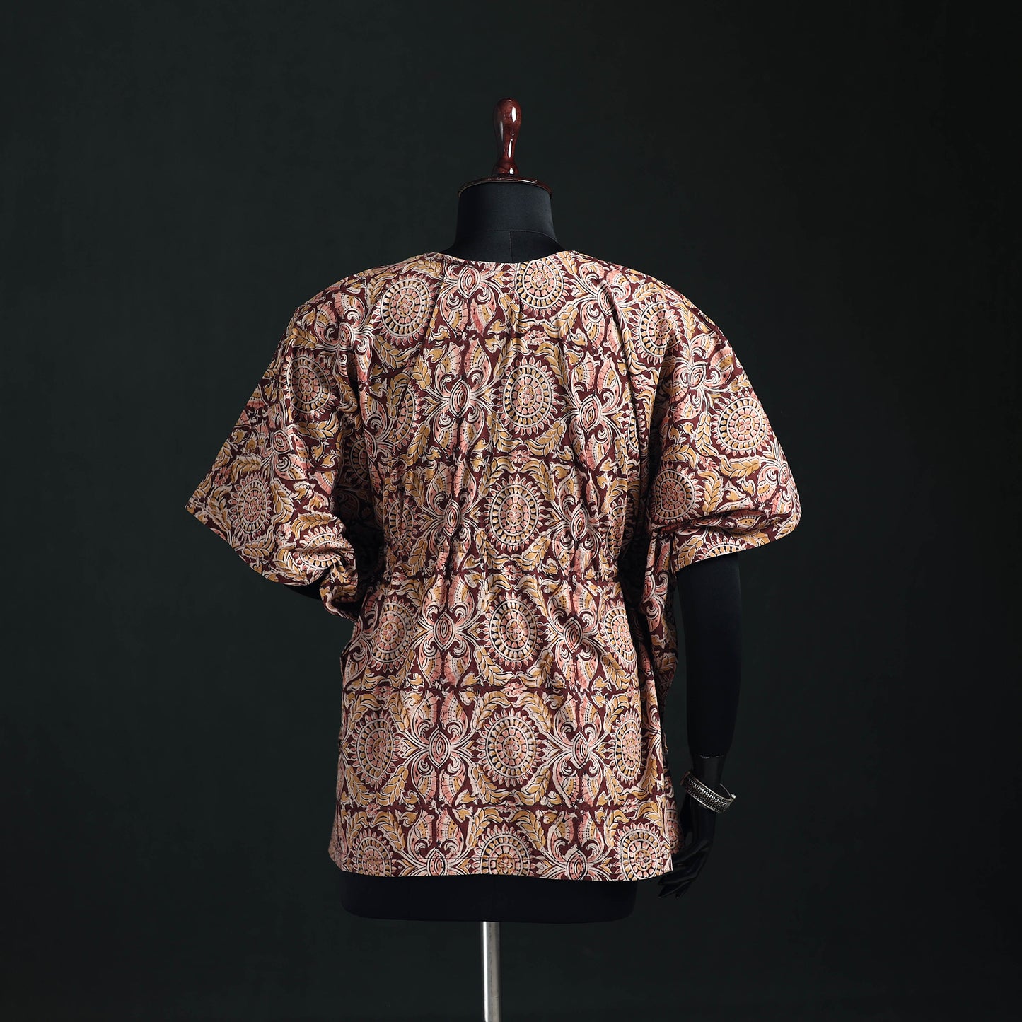 Kalamkari Hand Block Print Natural Dyed Cotton Kaftan (Short) 01