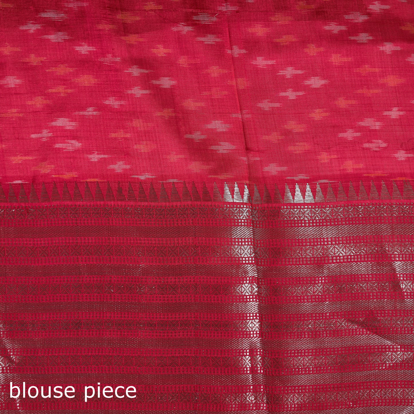 Pink - Traditional Pochampally Ikat Handwoven Pure Silk Pattu Saree with Rudraksha Border 04
