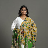 Yellow - Printed Silk Cotton Kalamkari Dupatta 13