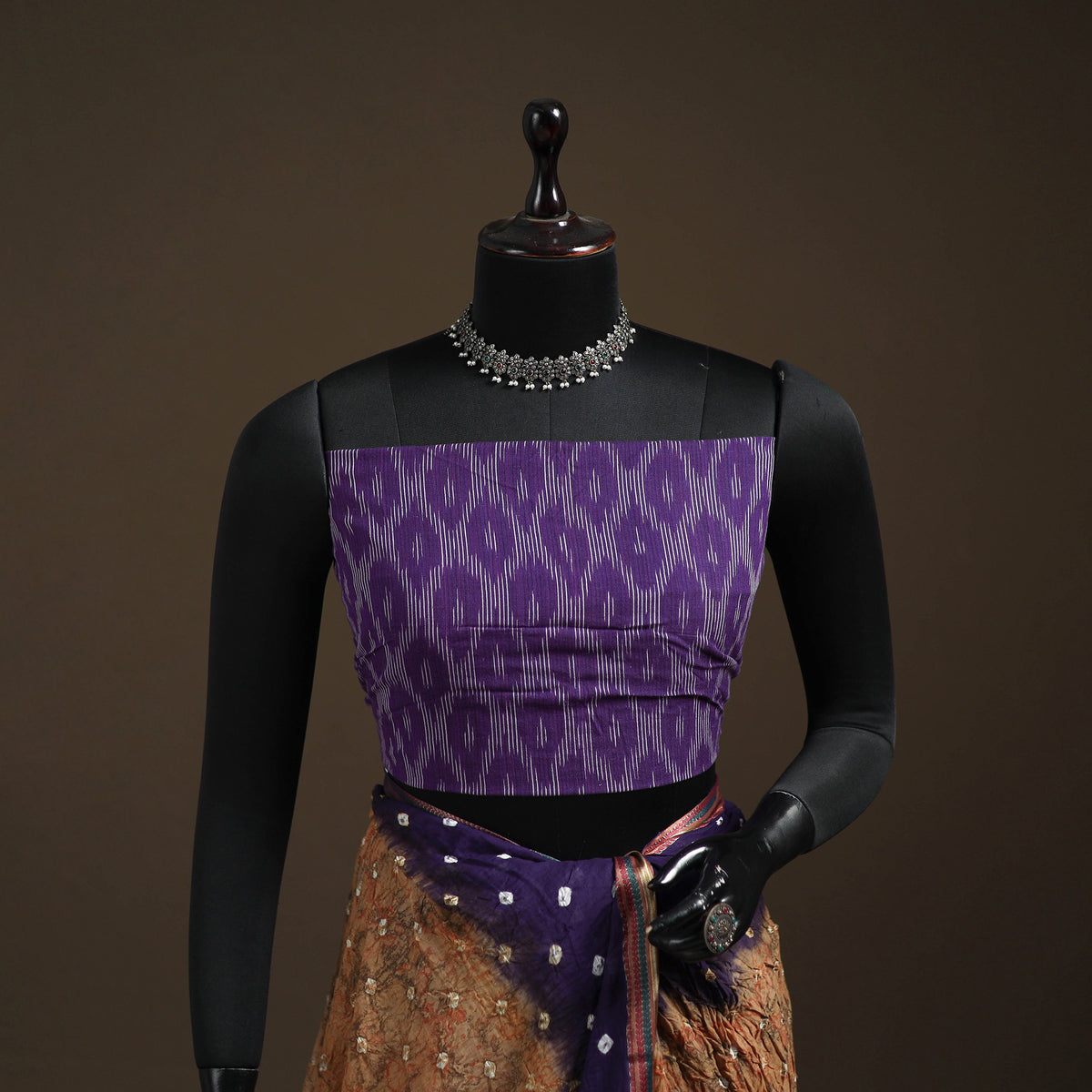 Brown - Kutch Rai Bandhani Pure Mul Cotton Saree with Blouse Piece 40