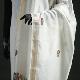 Handloom Chanderi Silk Handpainted Madhubani Dupatta with Zari Border 12