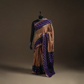 Brown - Kutch Rai Bandhani Pure Mul Cotton Saree with Blouse Piece 39