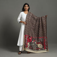 Brown - Printed Silk Cotton Kalamkari Dupatta 15