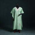 Green - Kashmiri Aari Hand Embroidered Cotton Kaftan (Long) 49