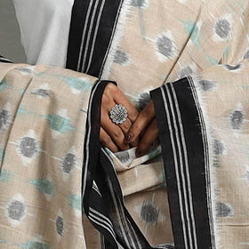  Beige Handloom Cotton Maniabandha Ikat Dupatta