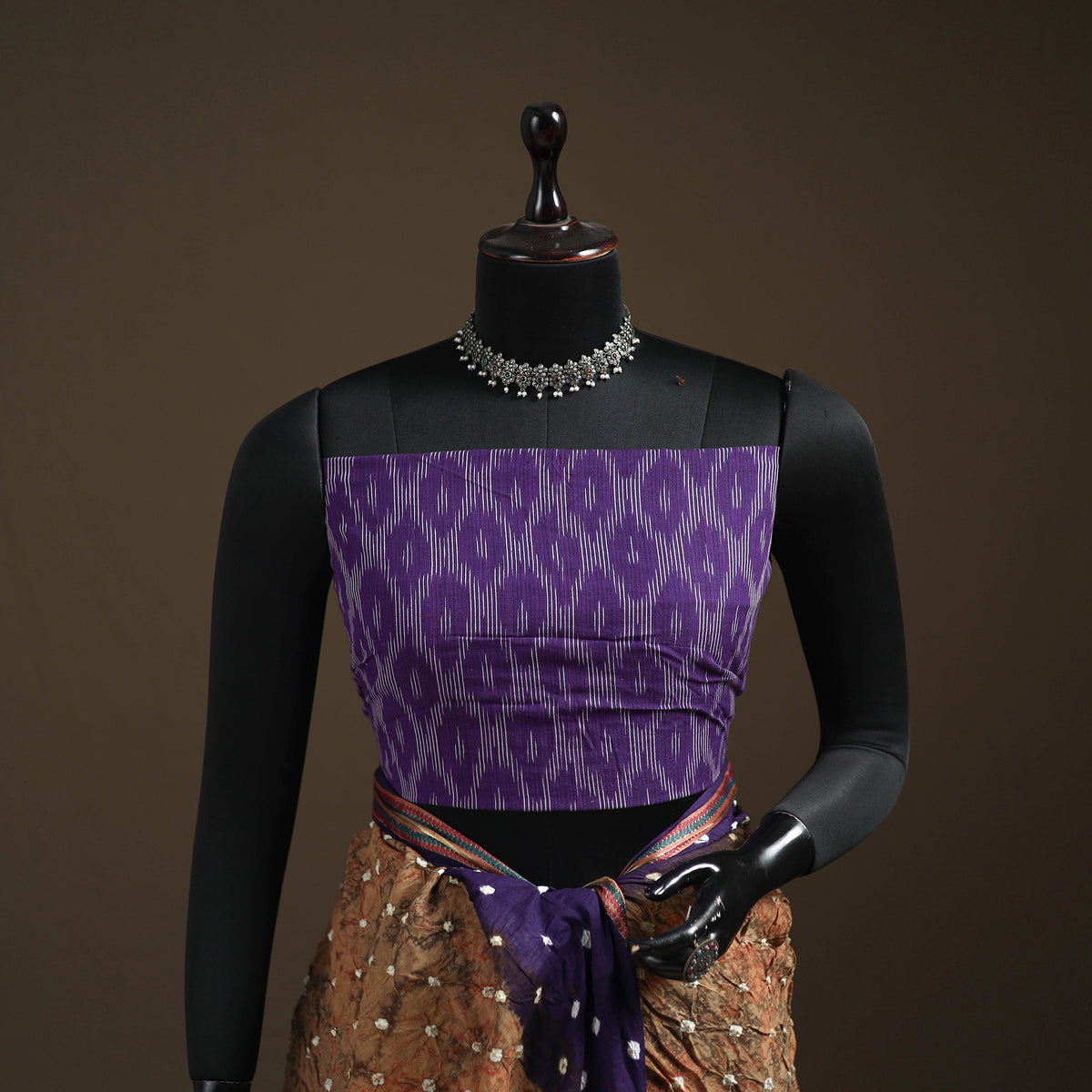 Brown - Kutch Rai Bandhani Pure Mul Cotton Saree with Blouse Piece 39