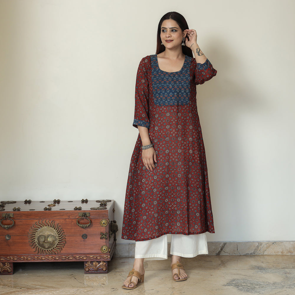  Ajrakh Block Printed kurta