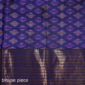Orange - Traditional Pochampally Ikat Handwoven Pure Silk Pattu Saree with Rudraksha Border 06