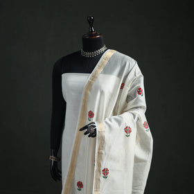 Handloom Chanderi Silk Handpainted Madhubani Dupatta with Zari Border 14