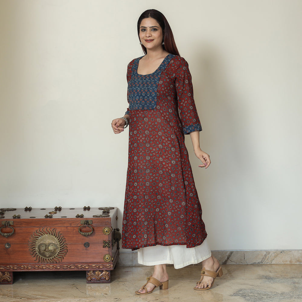  Ajrakh Block Printed kurta