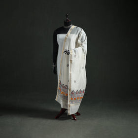 Handloom Chanderi Silk Handpainted Madhubani Dupatta with Zari Border 15