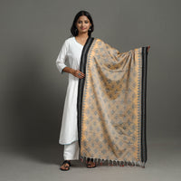 Orange - Handloom Cotton Maniabandha Ikat Dupatta with Tassels 18